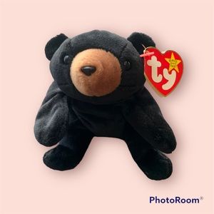 Ty Beanie Baby Blackie The Bear Plush Toy MWMT Collection 1993 Rare And Retired